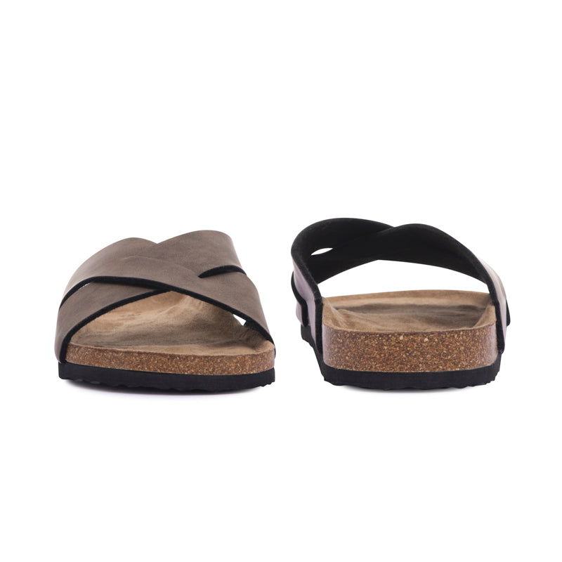 Criss-cross Leather Slippers Mysoft