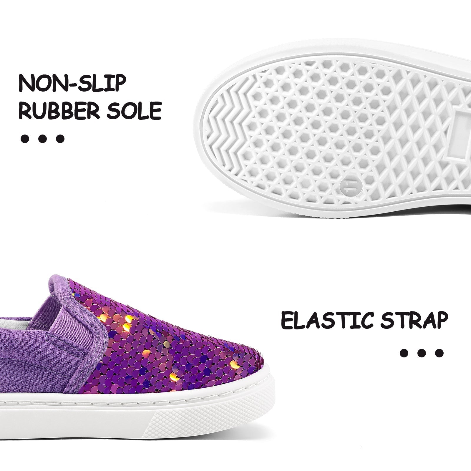 Purple Sequined Slip-On Canvas Shoes - MYSOFT