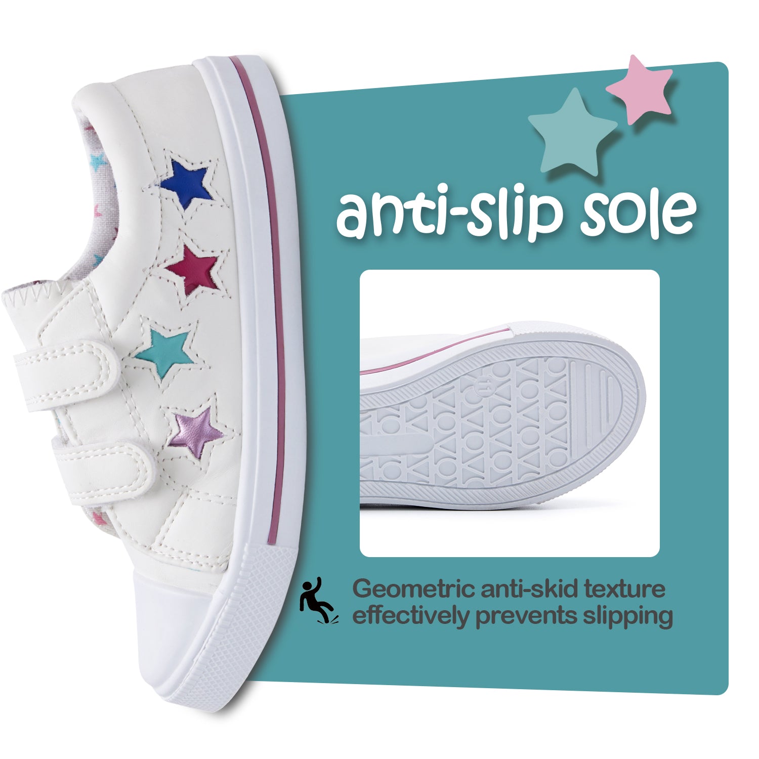 Colorful Stars Soft White Walking Shoes - MYSOFT