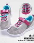 Pink Velcro Lightweight Breathable Gray Tennis Sneakers - MYSOFT