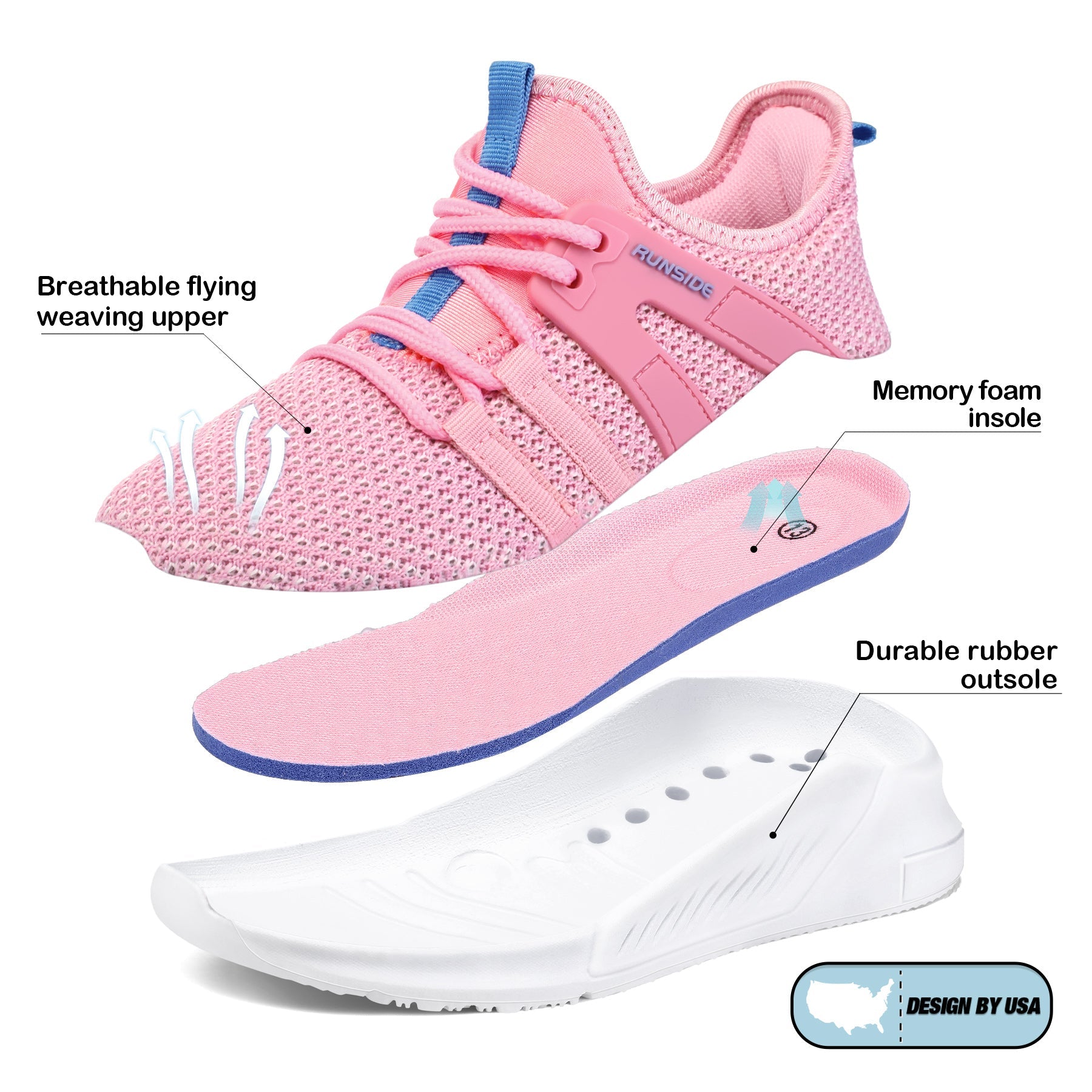 Rose Lightweight Breathable Tennis Sneakers - MYSOFT