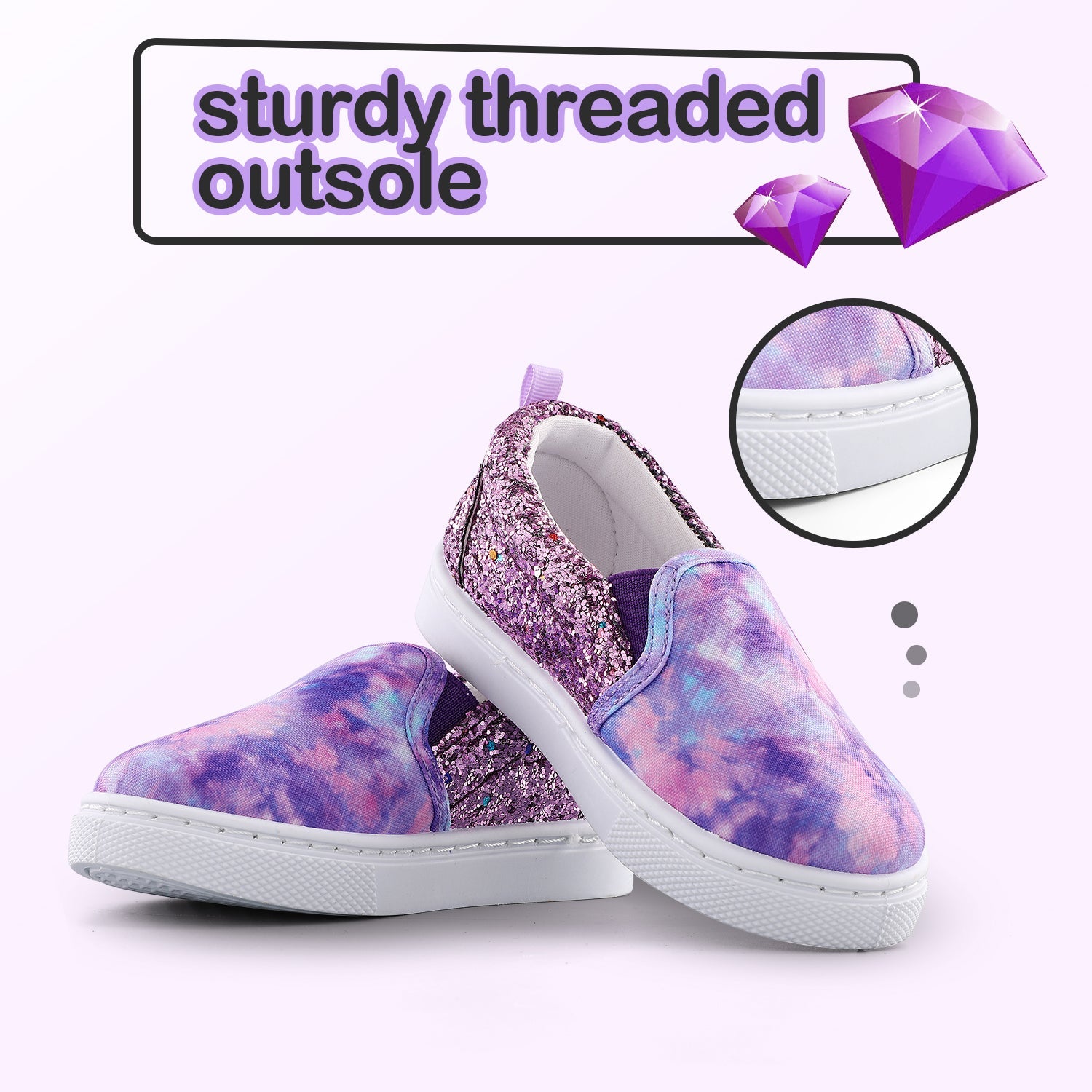 Purple Tie Dye Sequin Panel Slip-on Canvas Shoes - MYSOFT