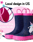 White Unicorn Star Glitter Rubber Rain Boots - MYSOFT