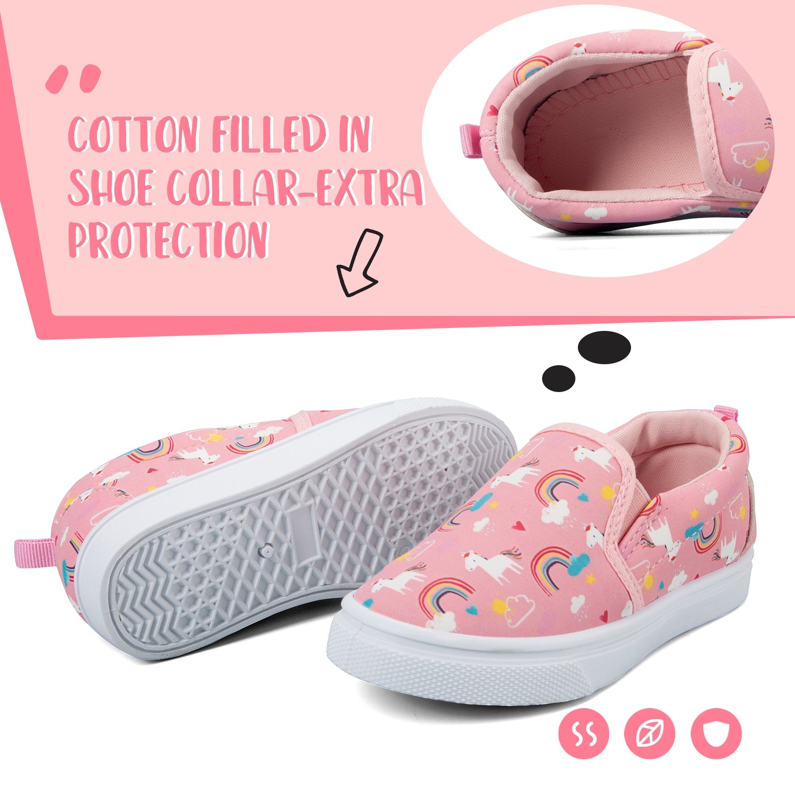 Rainbow Unicorn Cotton Lined Light Pink Espadrilles - MYSOFT