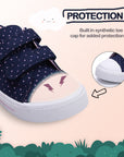 Dark Blue Sneakers with Purple Polka Dot Velcro - MYSOFT