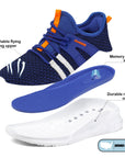 Two Bars Lightweight Breathable Blue Tennis Sneakers - MYSOFT