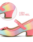 Rainbow Bow Low Heel Mary Jane Flats - MYSOFT