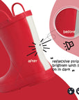 Pure Red Waterproof Rubber Rain Boots - MYSOFT