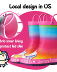 Unicorn Print Waterproof Rainbow Rubber Rain Boots - MYSOFT