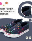 Black Dot Slip-ons With Colorful Laser Dots - MYSOFT