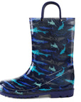 PVC Shark Print Navy Rubber Rain Boots - MYSOFT