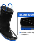 Black PVC Red Blue Handle Waterproof Rain Boots - MYSOFT