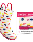 Colorful Round Print White Rubber Rain Boots - MYSOFT