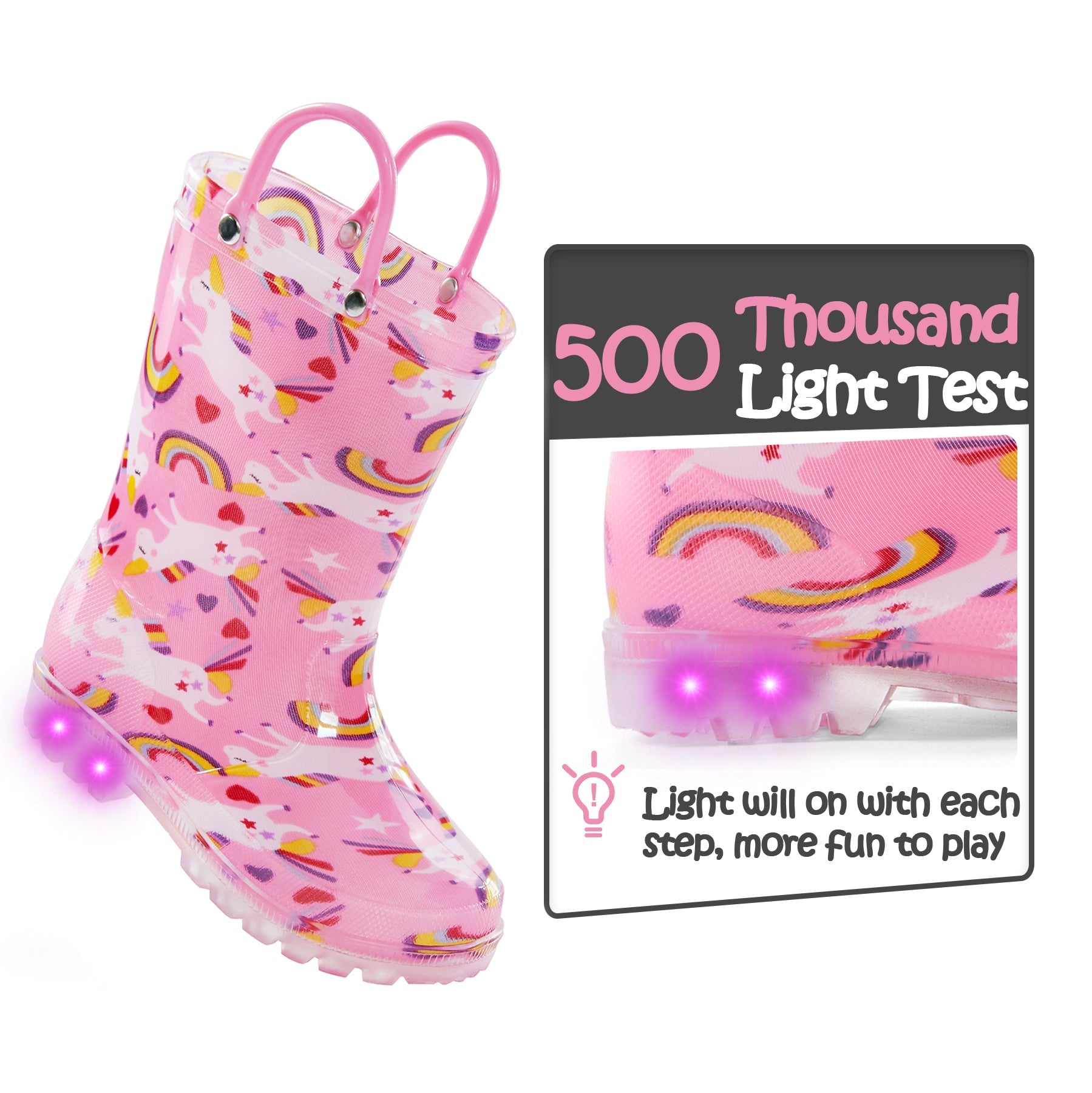 Fun Unicorn Waterproof Pink Rubber Rain Boots - MYSOFT