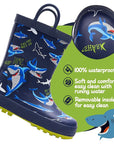Boy&Girl Rain Boots Waterproof Blue Shark - KomForme