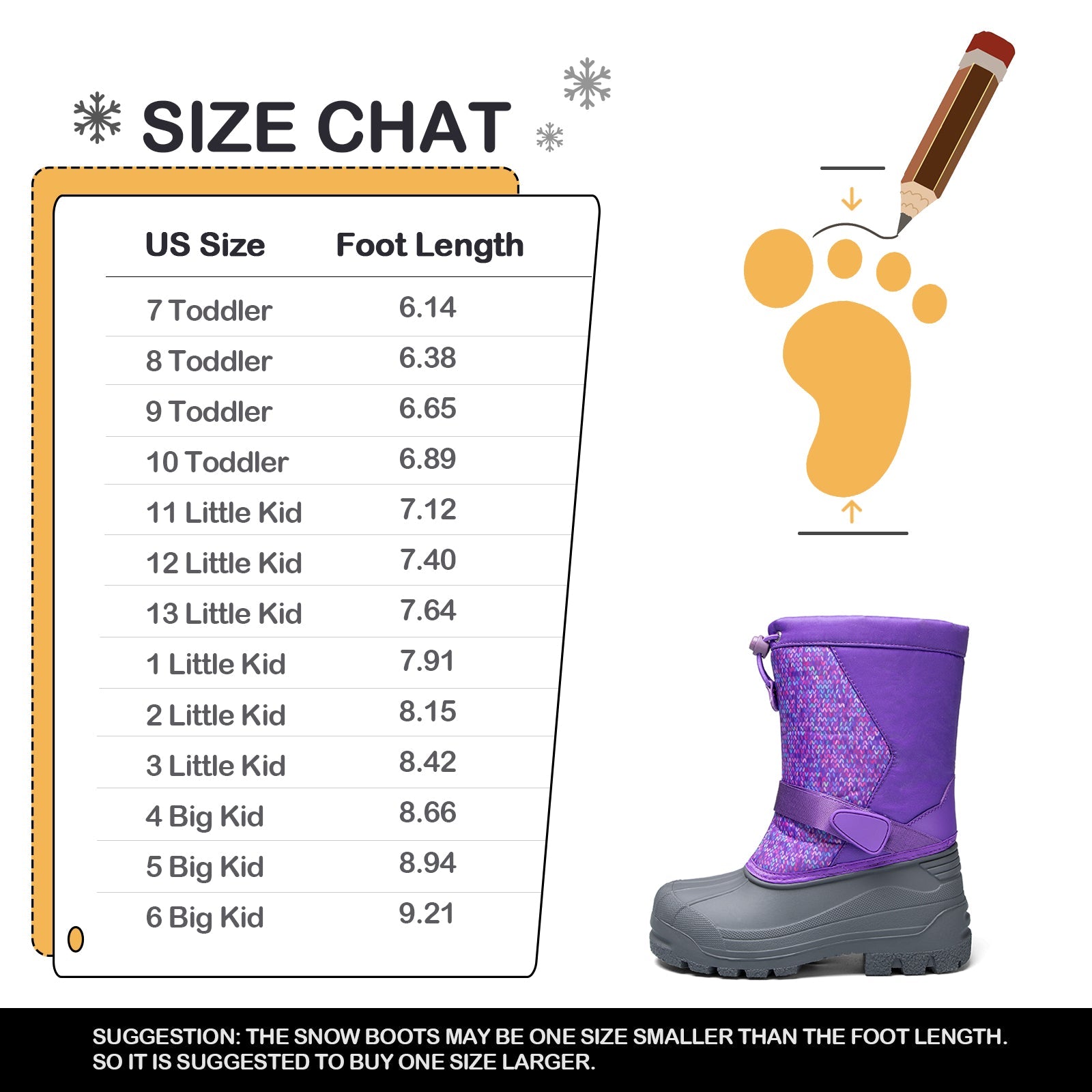 Purple Warm Waterproof Non-slip Snow Boots - MYSOFT