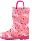 PVC Rainbow Unicorn Print Rubber Rain Boots - MYSOFT