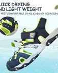 Toddler Sandals Outdoor Summer Water Shoes for Boys & Girls Black Green -- K Komforme