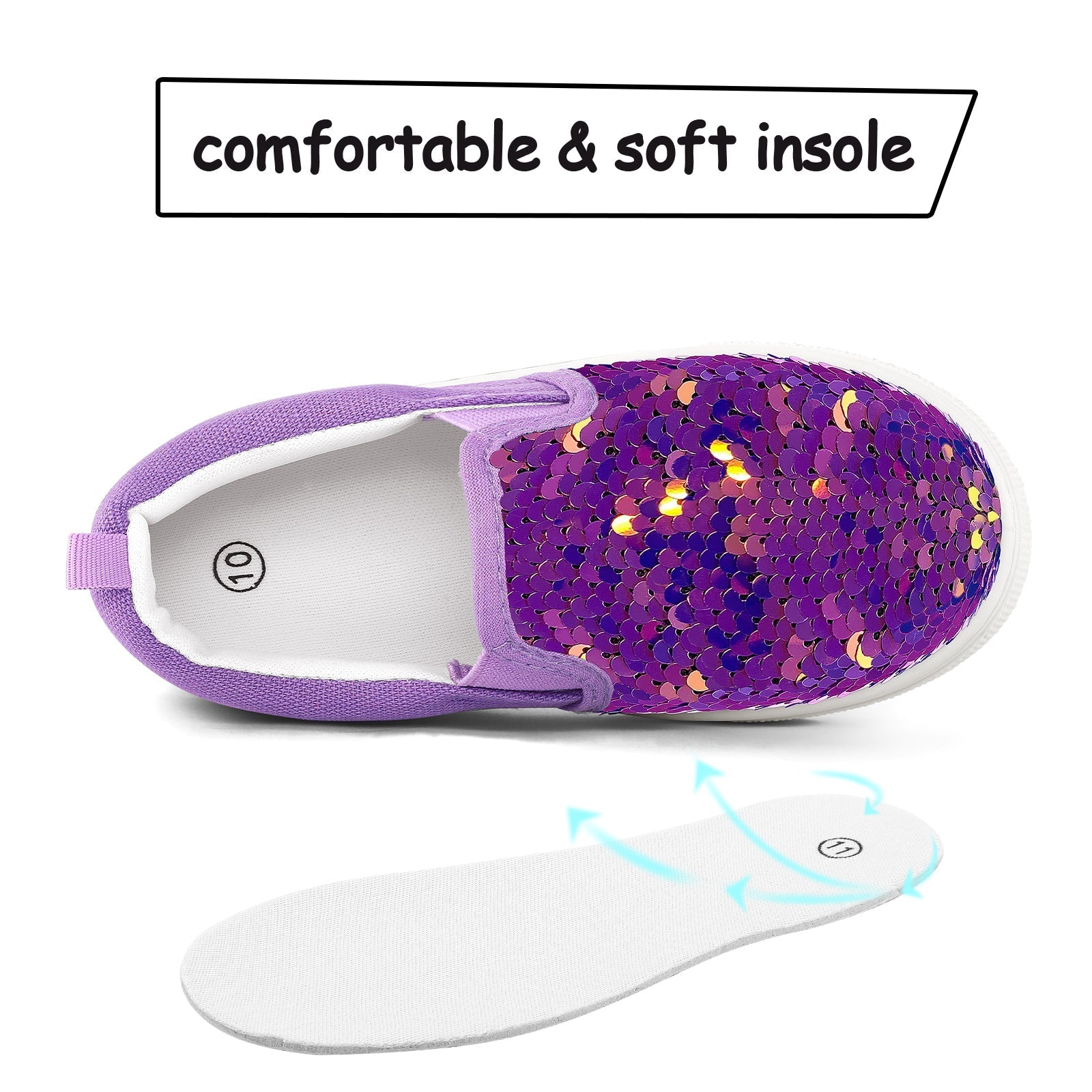 Purple Sequined Slip-On Canvas Shoes - MYSOFT