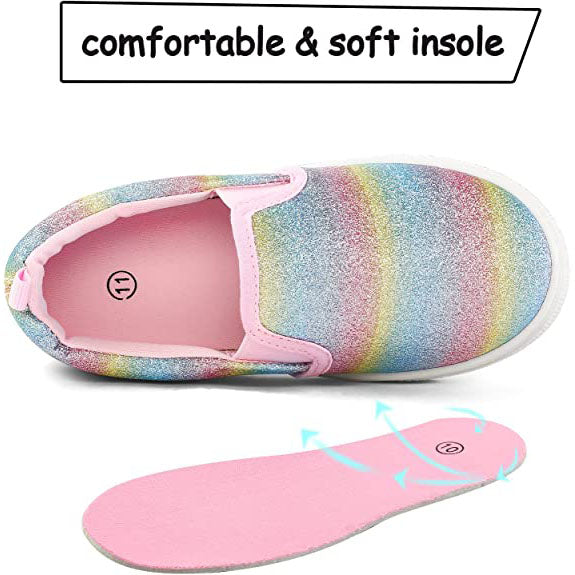 Rainbow Stripe Glitter Slip-On Espadrilles - MYSOFT