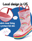 Rainbow Cloud Waterproof Pink Rubber Rain Boots - MYSOFT