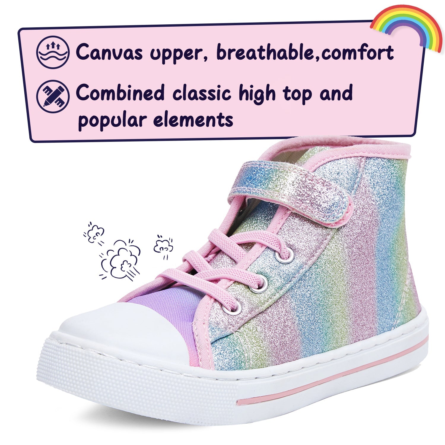 Rainbow Ombre Sequin High Top Canvas Sneakers - MYSOFT