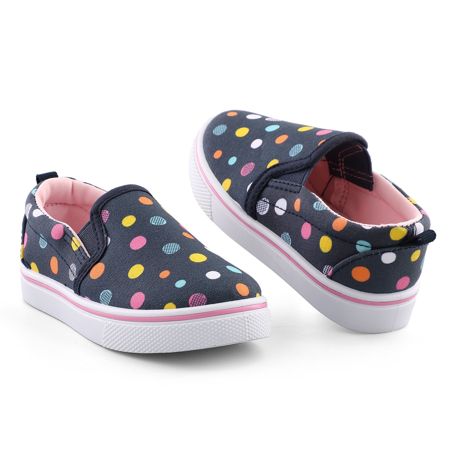 Navy Polka Dot Cleat Canvas Walking Shoes - MYSOFT