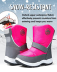 Pink/Purple Mountain Icons Insulated Waterproof Snow Boots - MYSOFT