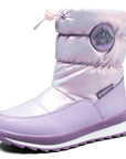 Pink/Purple/White Glossy Winter Waterproof Snow Boots - MYSOFT