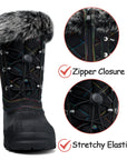 Black Color Line Non-Slip Waterproof Snow Boots - MYSOFT