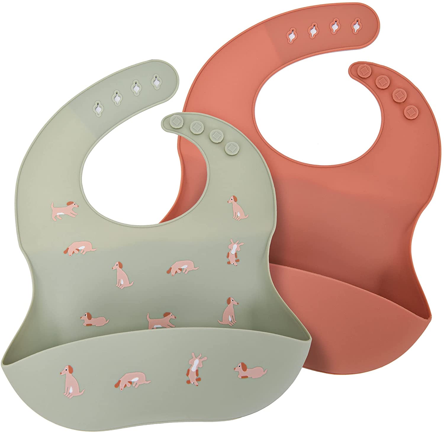 Labcosi Silicone Baby Bibs for Babies &amp; Toddlers Set of 2, Baby Feeding Bibs for Boys and Girls