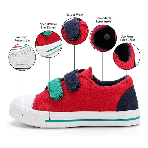 Kids Sneakers Boy and Girl Canvas Shoes Red - KKOMFORME