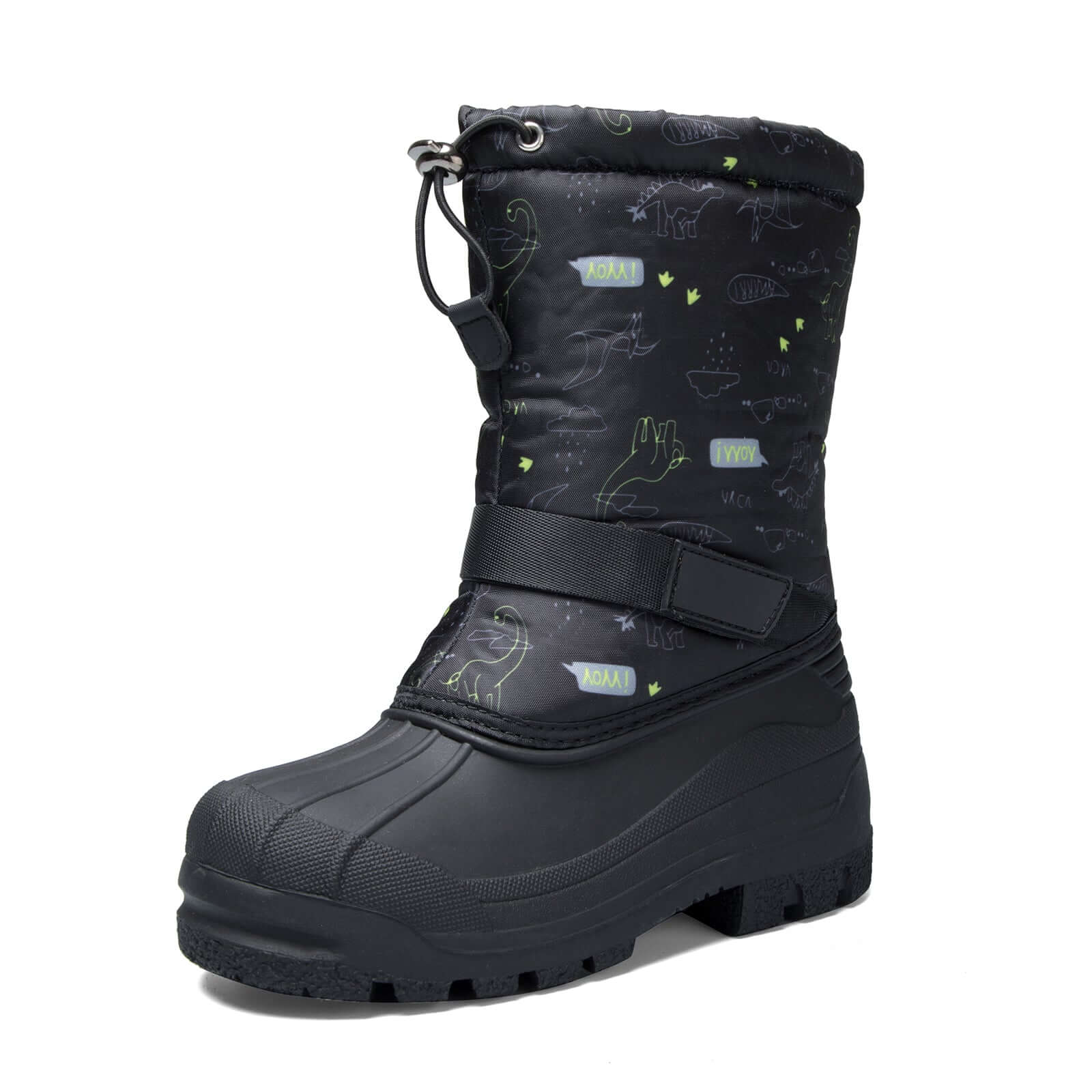 Black Dinosaur Insulated Waterproof Snow Boots - MYSOFT