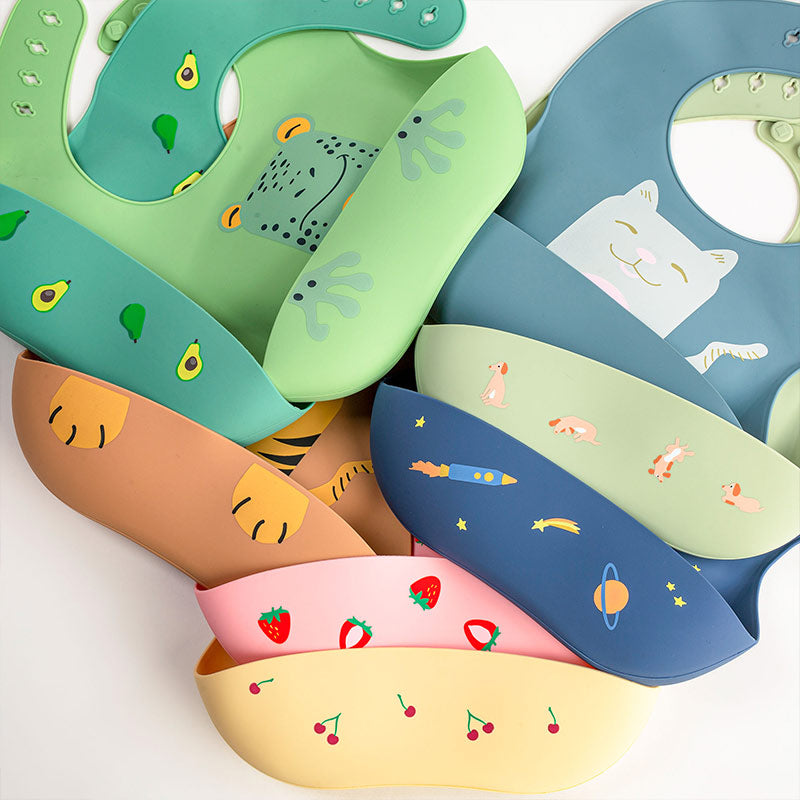 Labcosi Silicone Baby Bibs for Babies &amp; Toddlers Set of 2, Baby Feeding Bibs for Boys and Girls