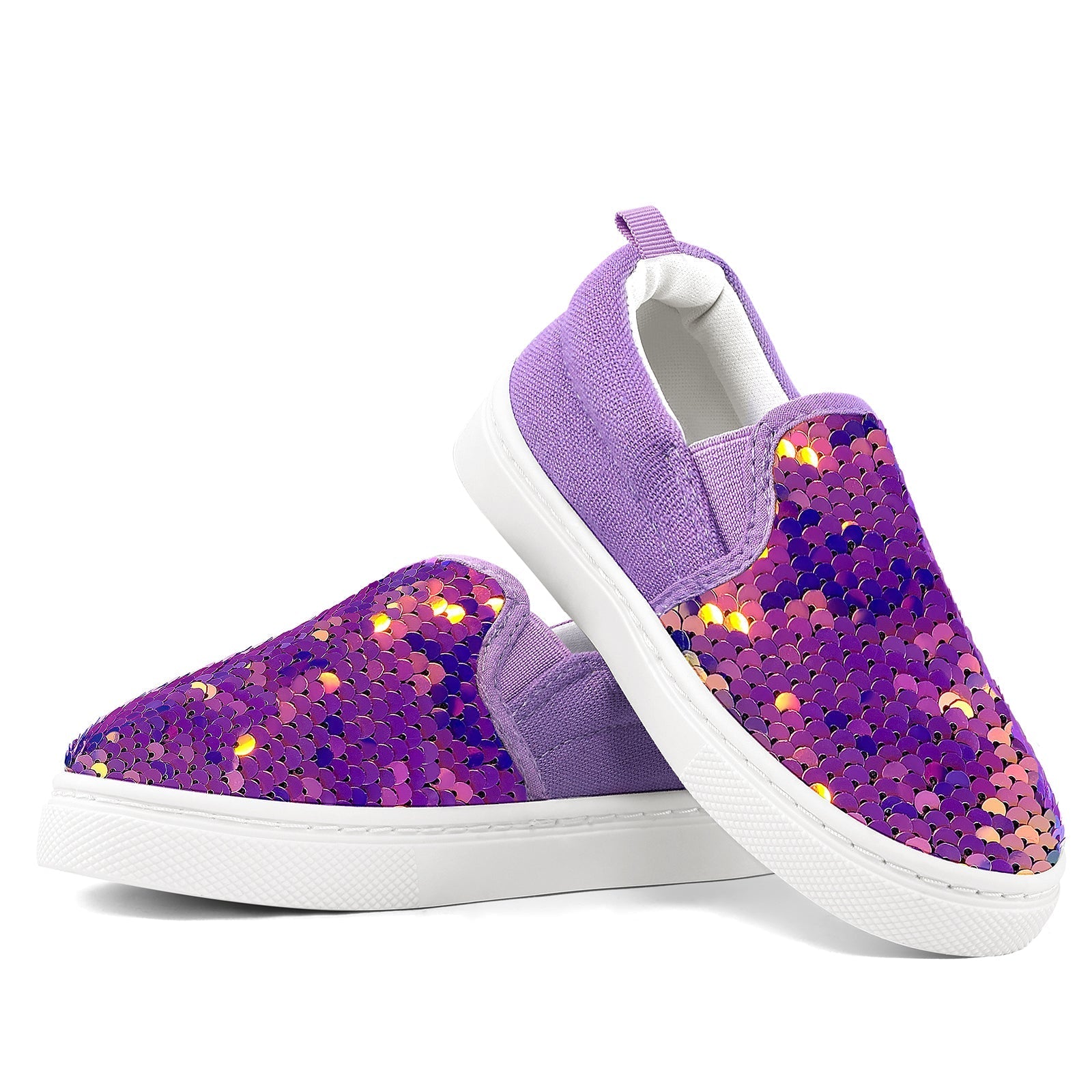 Purple Sequined Slip-On Canvas Shoes - MYSOFT