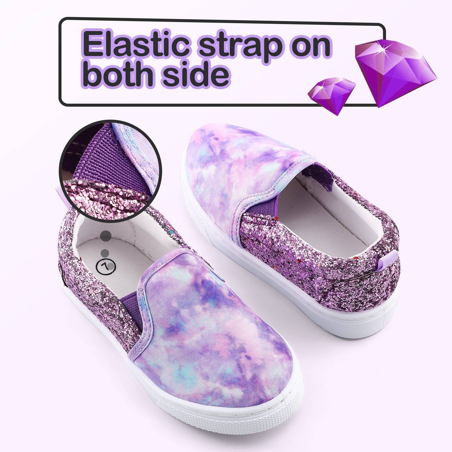 Purple Tie Dye Sequin Panel Slip-on Canvas Shoes - MYSOFT