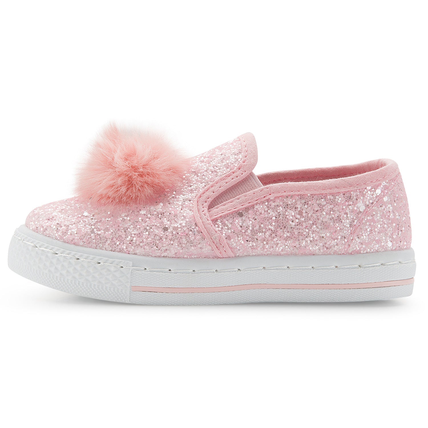 Pink Shiny Pom Pom Slip On Espadrilles - MYSOFT