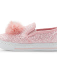 Pink Shiny Pom Pom Slip On Espadrilles - MYSOFT