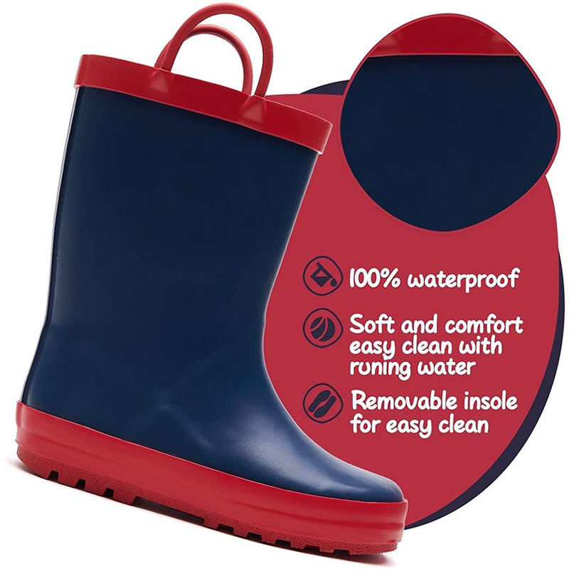 Boy&Girl Rain Boots Waterproof Navy - KomForme