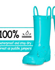 PVC Turquoise Waterproof Rubber Rain Boots - MYSOFT