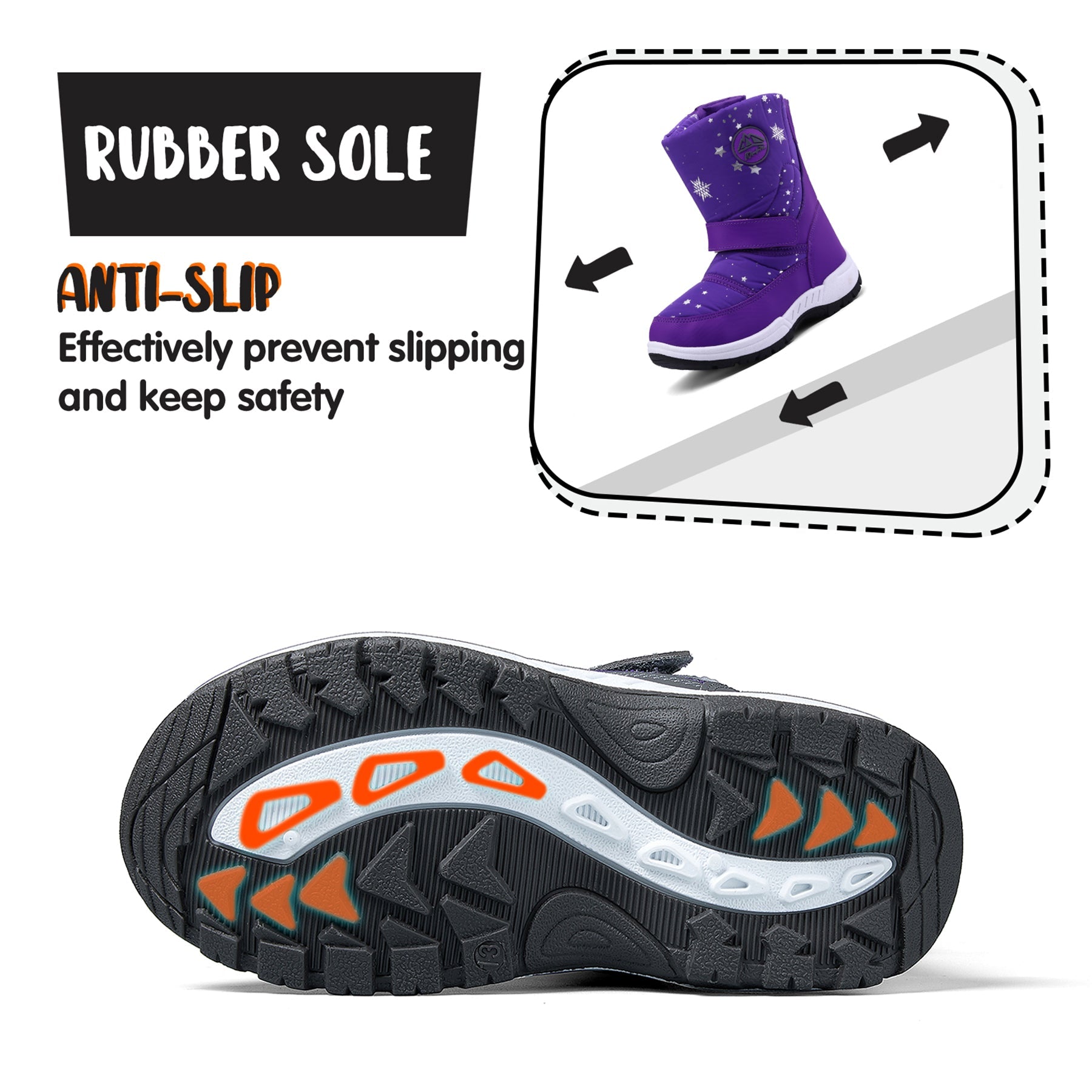 Purple Star Snowflake Warm Waterproof Snow Boots - MYSOFT