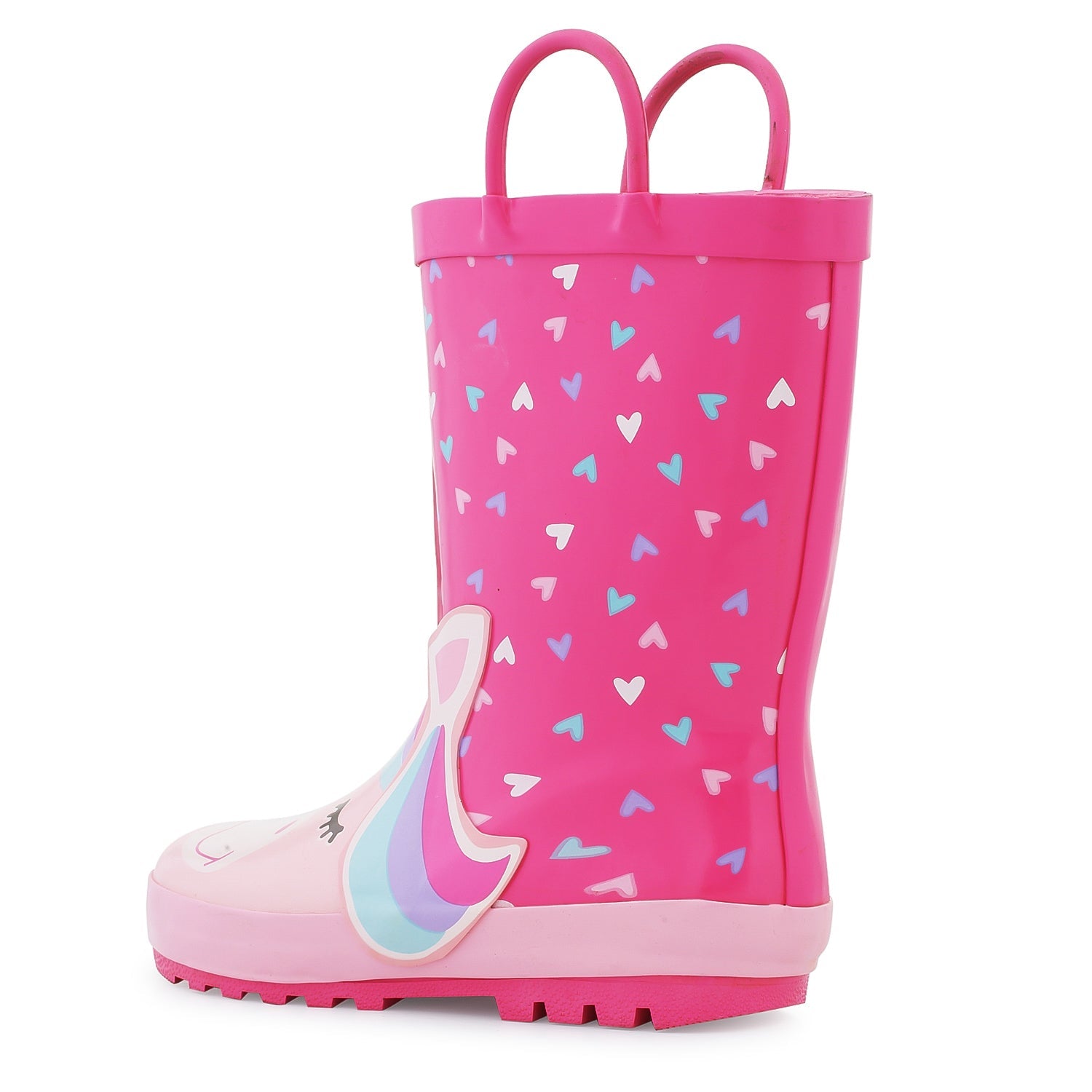 Unicorn Heart Pattern Waterproof Pink Rubber Rain Boots - MYSOFT