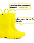 Kids Girls Light Rain Boots Solid Yellow - KKOMFORME