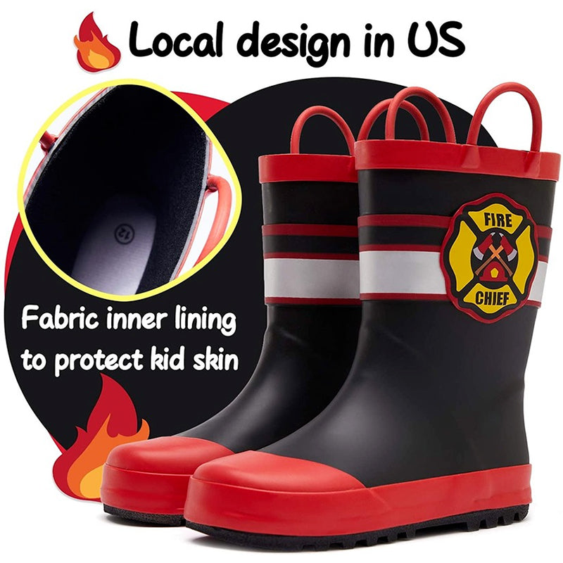 Boy&Girl Rain Boots Waterproof Fire chief - KomForme