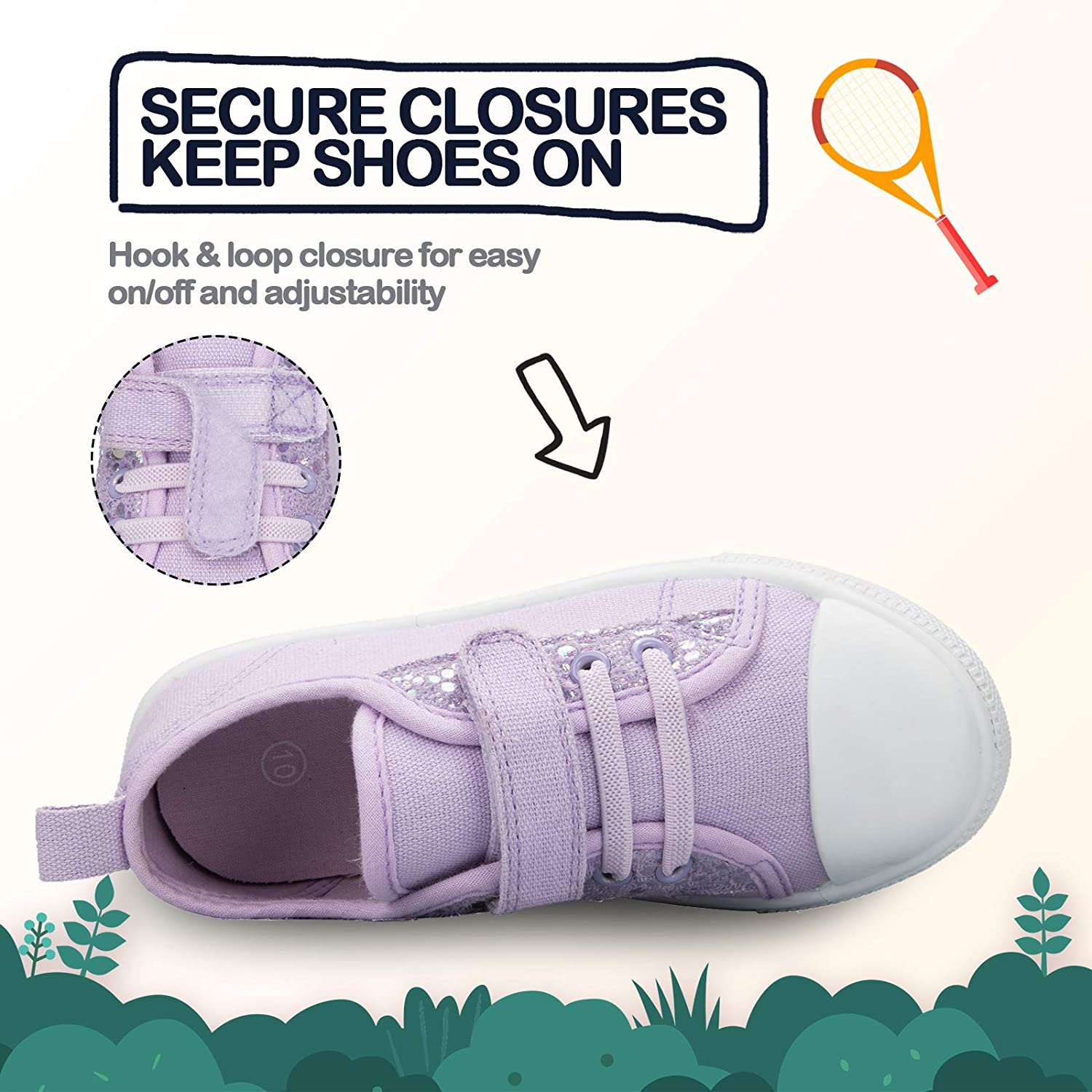 K KomForme Toddler Shoes Boys Girls Purple Canvas Sneakers