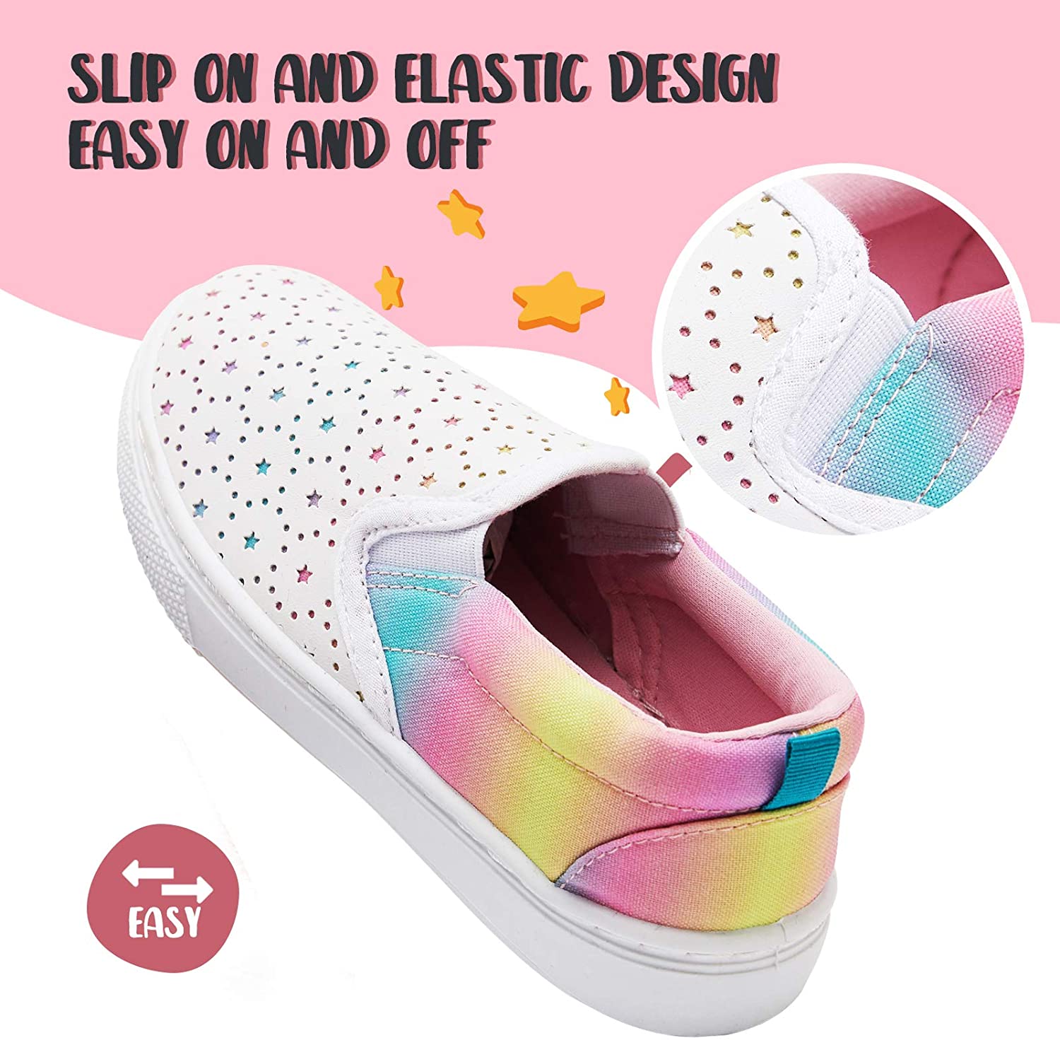 K KomForme Toddler Girls &amp; Boys Slip On Canvas Sneakers Loafers Moccasins Kids Tennis Shoes