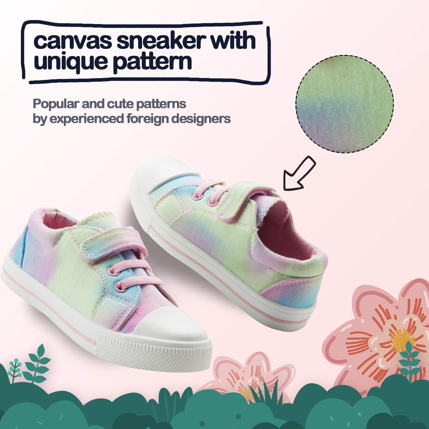 Colorful Hook and Loop Canvas Toddler Sneakers - MYSOFT