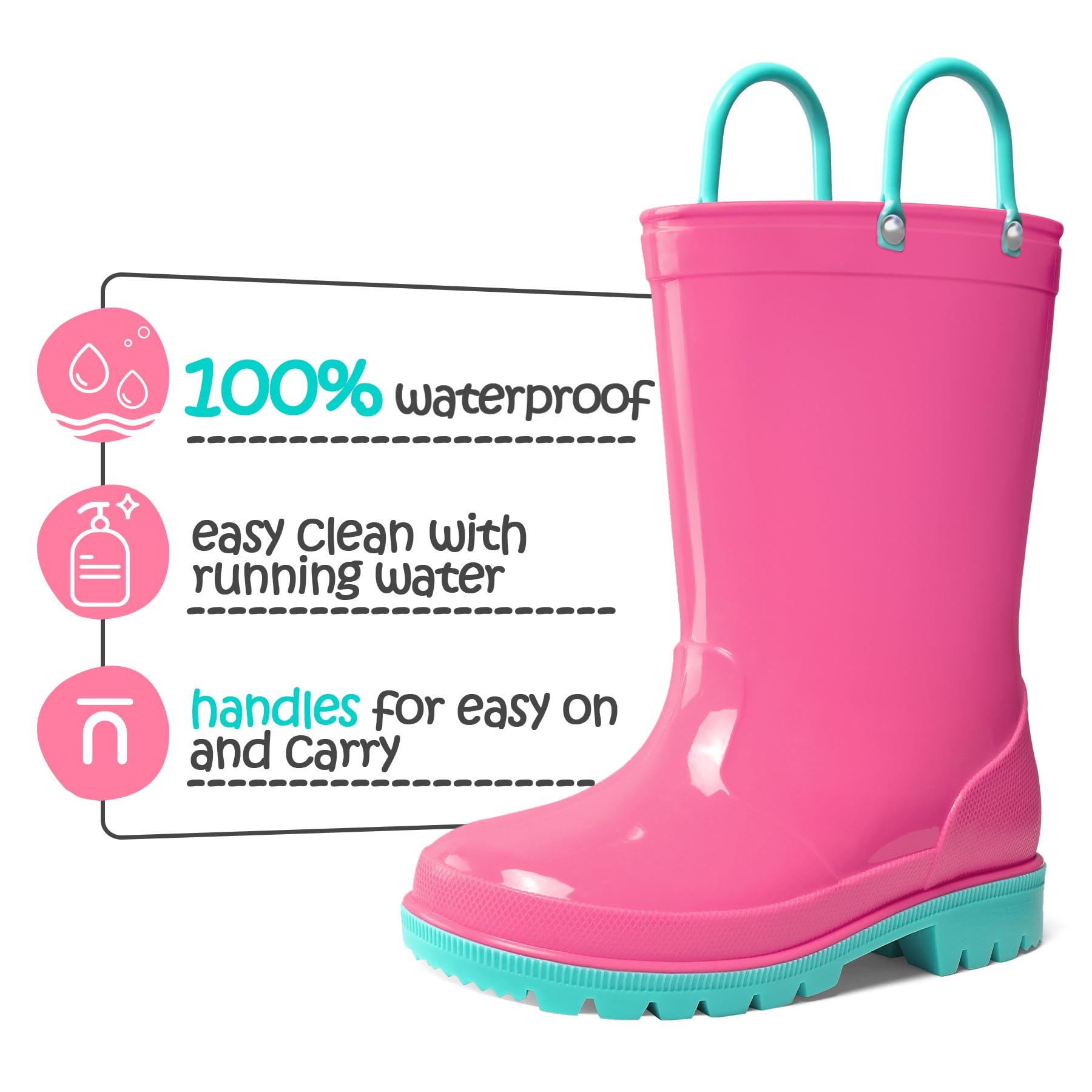 Bright Kids Rain Boots with Handle - MYSOFT