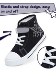 Kids Sneakers High-top Canvas Shoes Black Unincorn - KKOMFORME