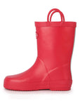 Pure Red Waterproof Rubber Rain Boots - MYSOFT